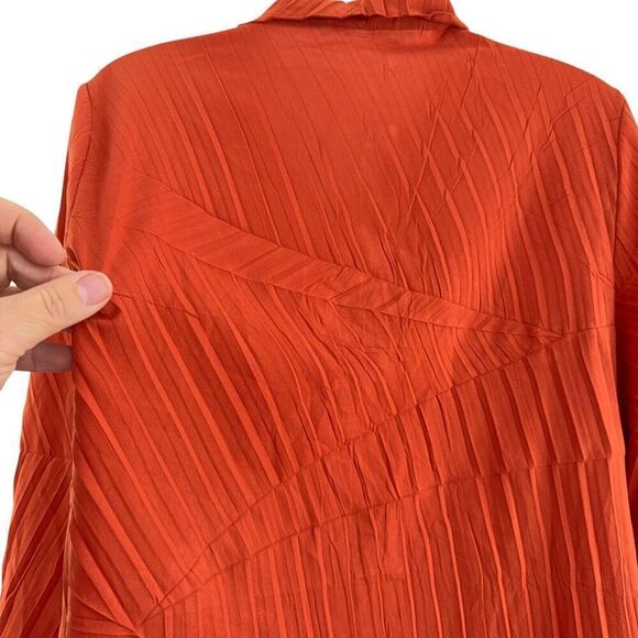 Babette San Francisco Women's Shirt Small Crinkle Polyester Snap Blouse Orange - Picture 15 of 16